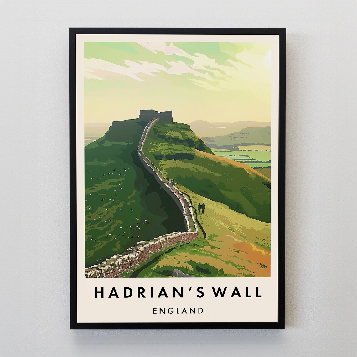 Hadrians Wall Travel Poster, Historic Place Print