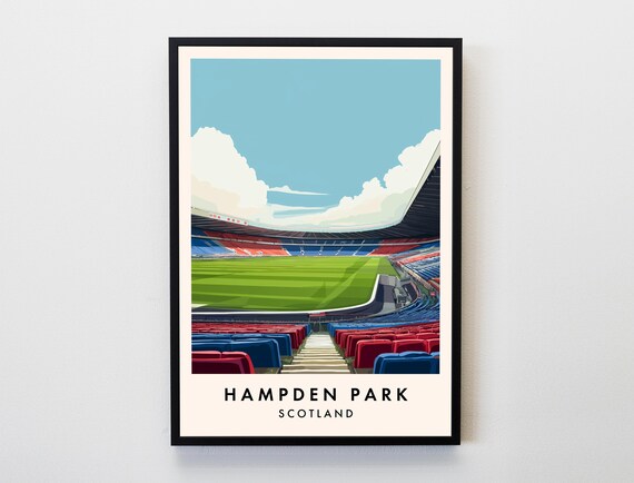 Hampden Park Scotland National Football Stadium Retro Poster