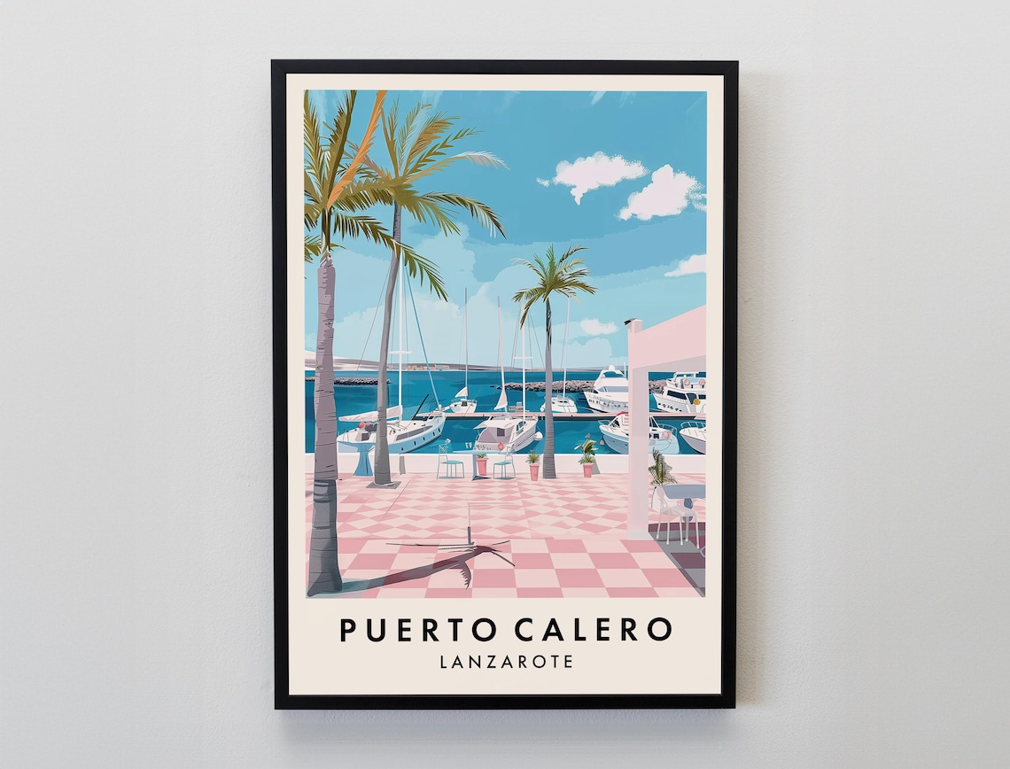 Puerto Calero Travel Poster, Lanzarote Place Art