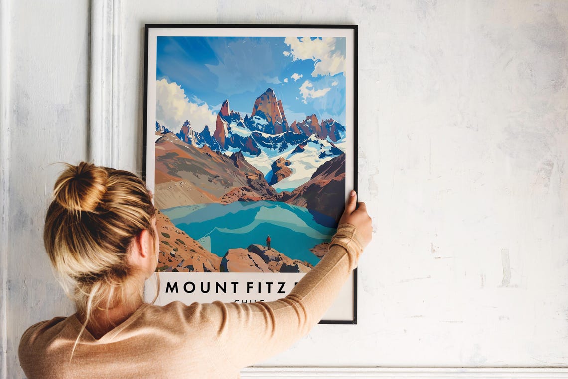 Mount Fitz Roy Chile Patagonia Mountains Retro Travel Poster - Image 2