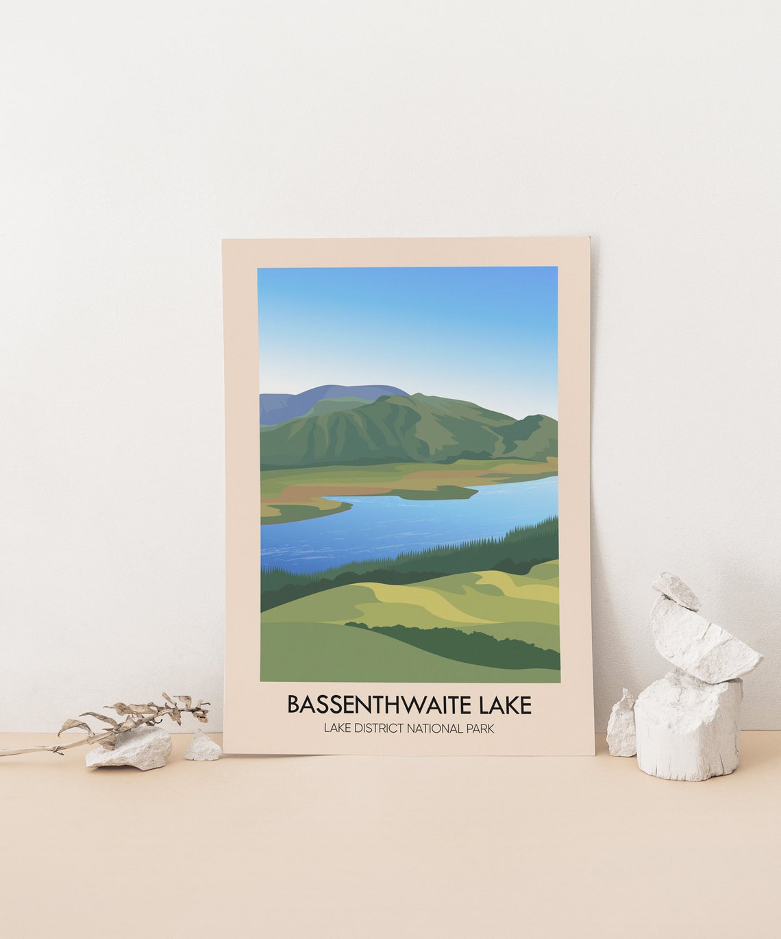 Bassenthwaite Lake Travel Poster Lake District National Park Cumbria Vintage Travel Print Hiking Keswick Retro Wall Art Windermere - Image 3