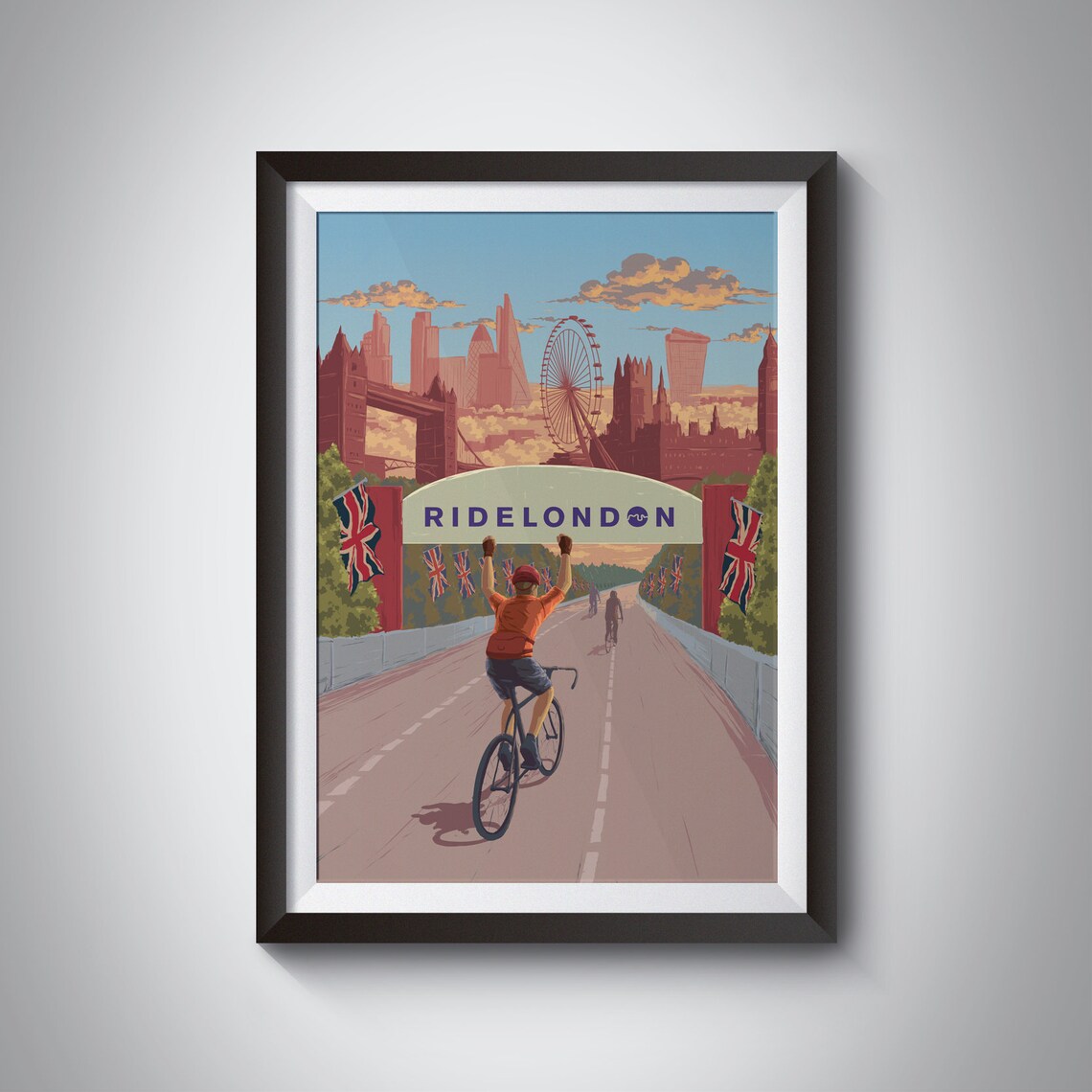 Ride London Surrey 100 Cycling Poster Cycle Touring Sportive Box Hill 100 Mile Bike Ride Prudential Cycling Print Lejog Travel Poster