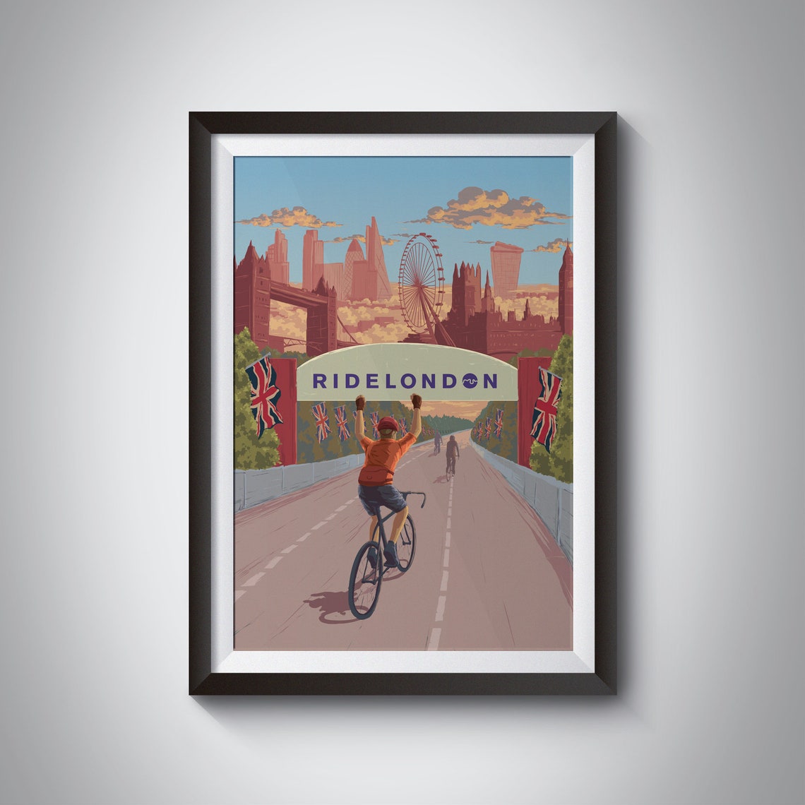 RideLondon Cycling Event Finish Arch London Skyline View Poster