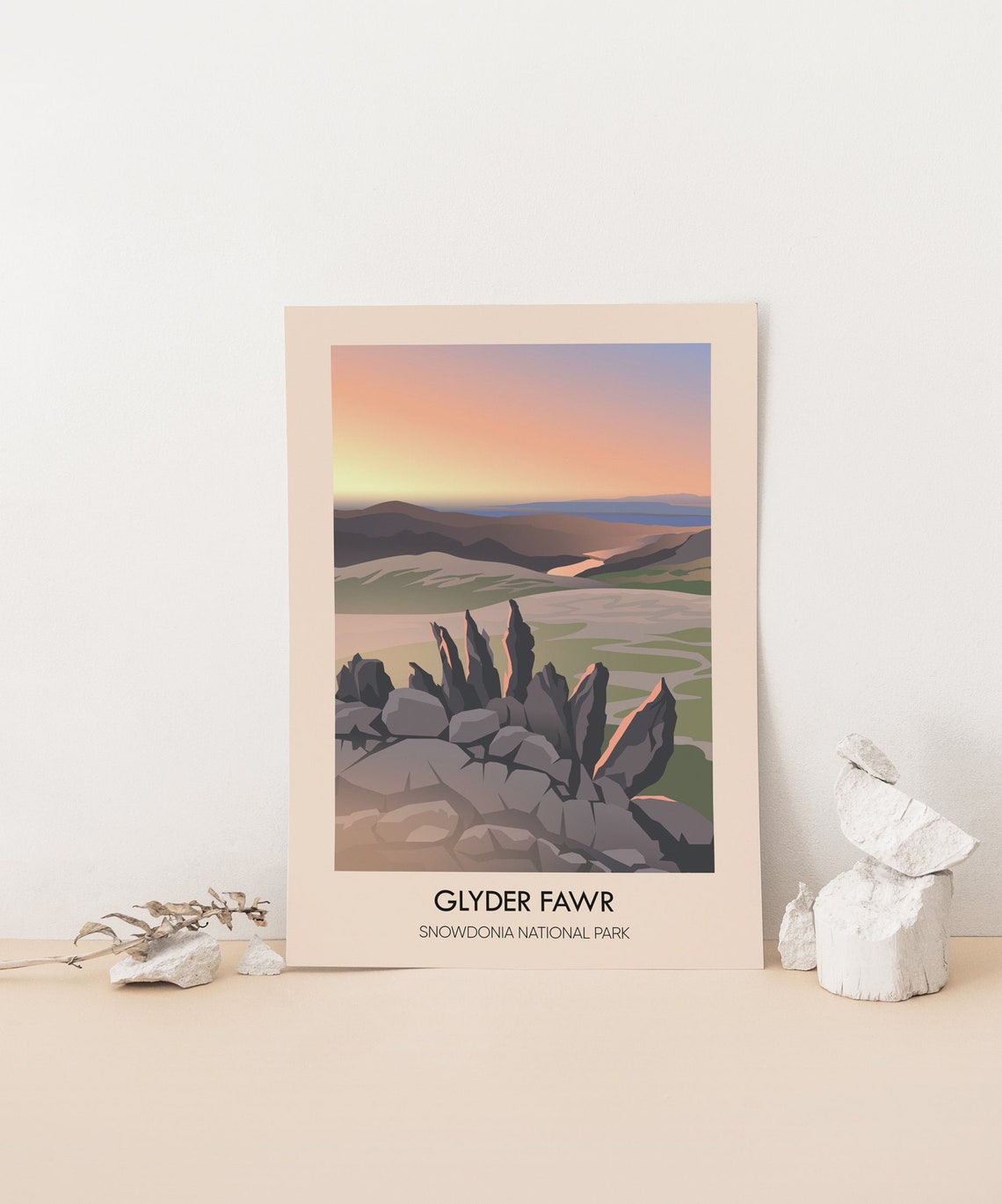 Glyder Fawr Snowdonia Sunset Rocky Summit Ridge Panorama Poster - Image 4