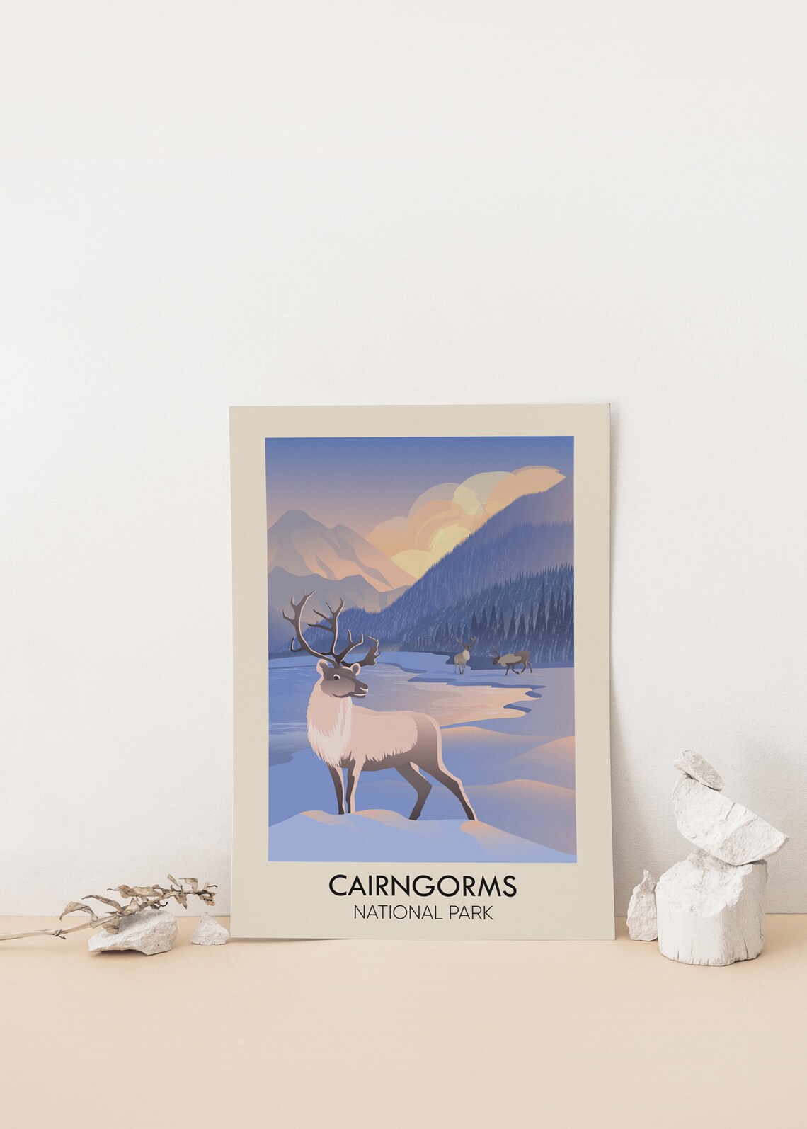 Cairngorms National Park Reindeer Winter Landscape Travel Poster - Image 4