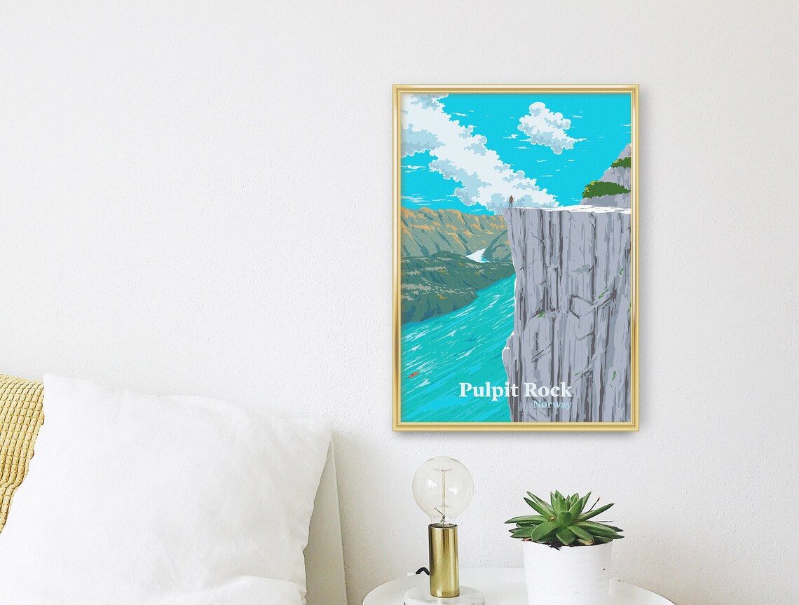 Pulpit Rock Norway Travel Poster, Scandinavian Fjords - Image 3