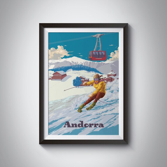 Andorra Vintage Ski Travel Poster Art Print