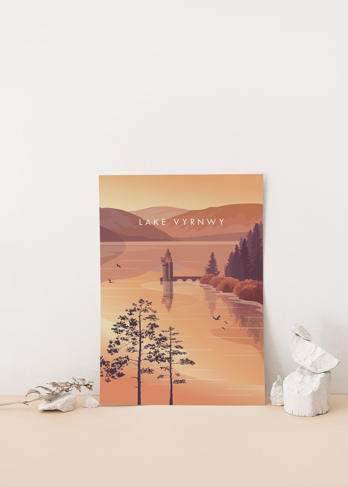 Lake Vyrnwy Vintage Travel Poster, Powys Wales - Image 4