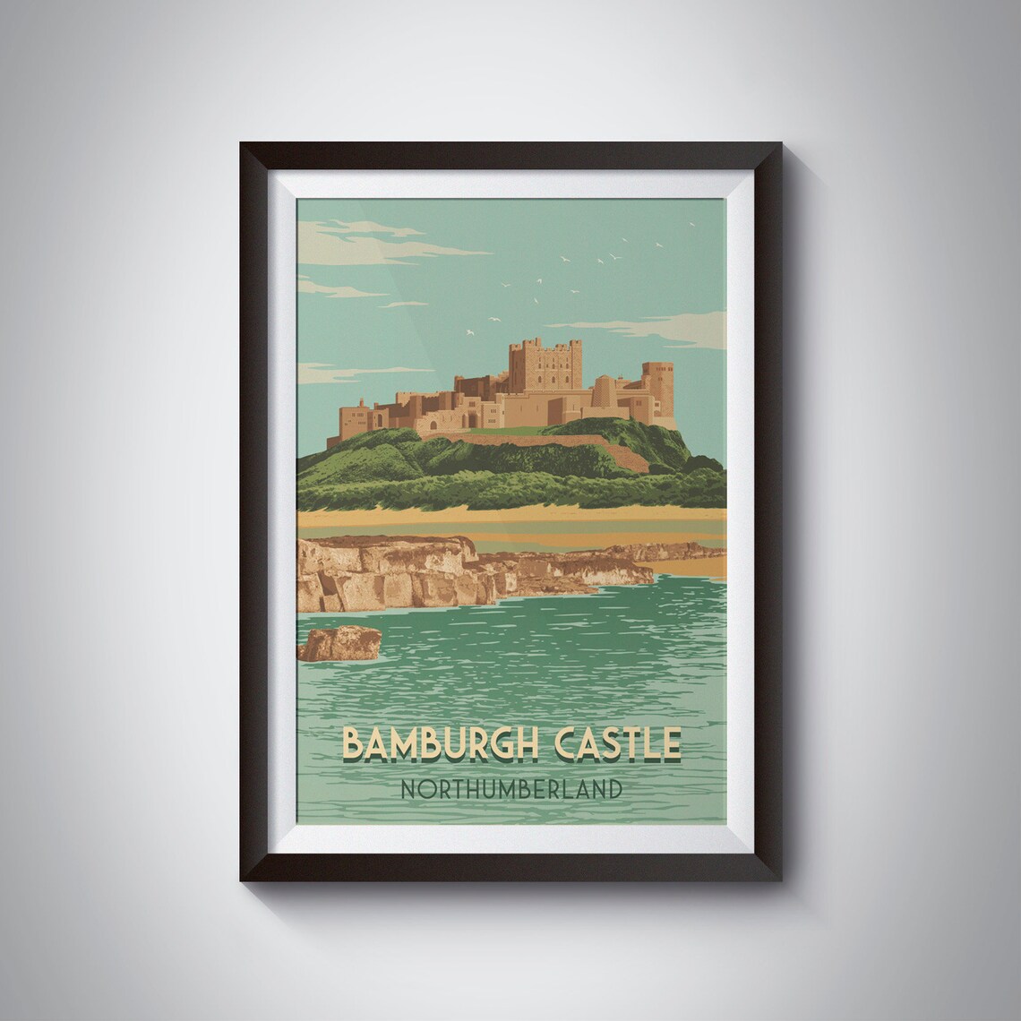 Bamburgh Castle Northumberland Coast Travel Poster