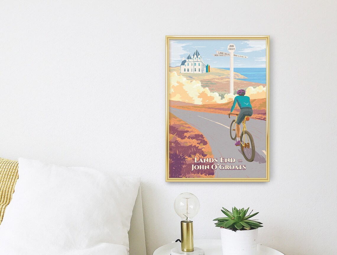 Lands End to John O'Groats Cycling Poster, Travel Poster - Image 3