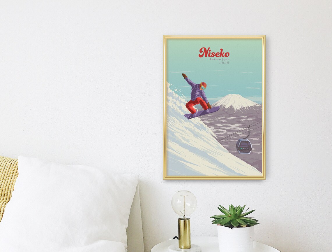 Niseko Japan Snowboarding Travel Poster, Hokkaido - Image 3