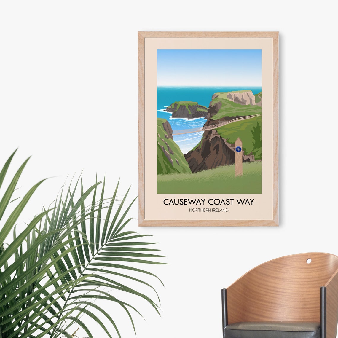 Causeway Coast Way Hiking Trail Poster Northern Ireland Uk National Trail Ballycastle Portstewart Vintage Travel Print Giants Causeway - Image 3