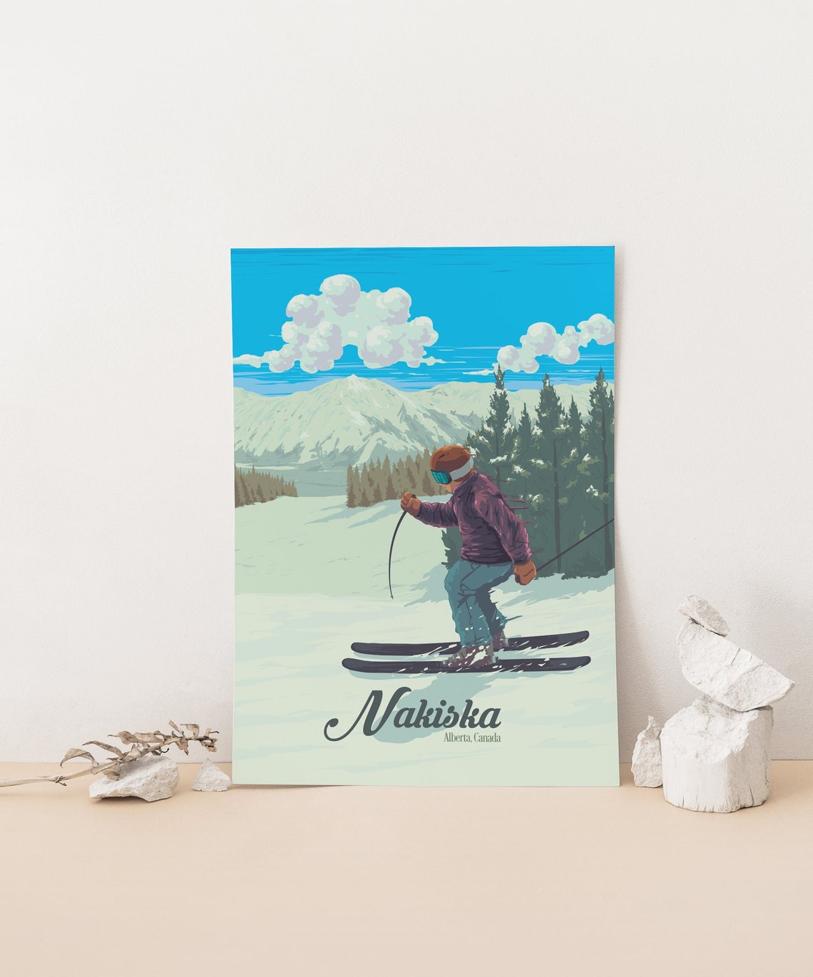 Nakiska Alberta Skier Carving Vintage Canadian Ski Resort Poster - Image 4