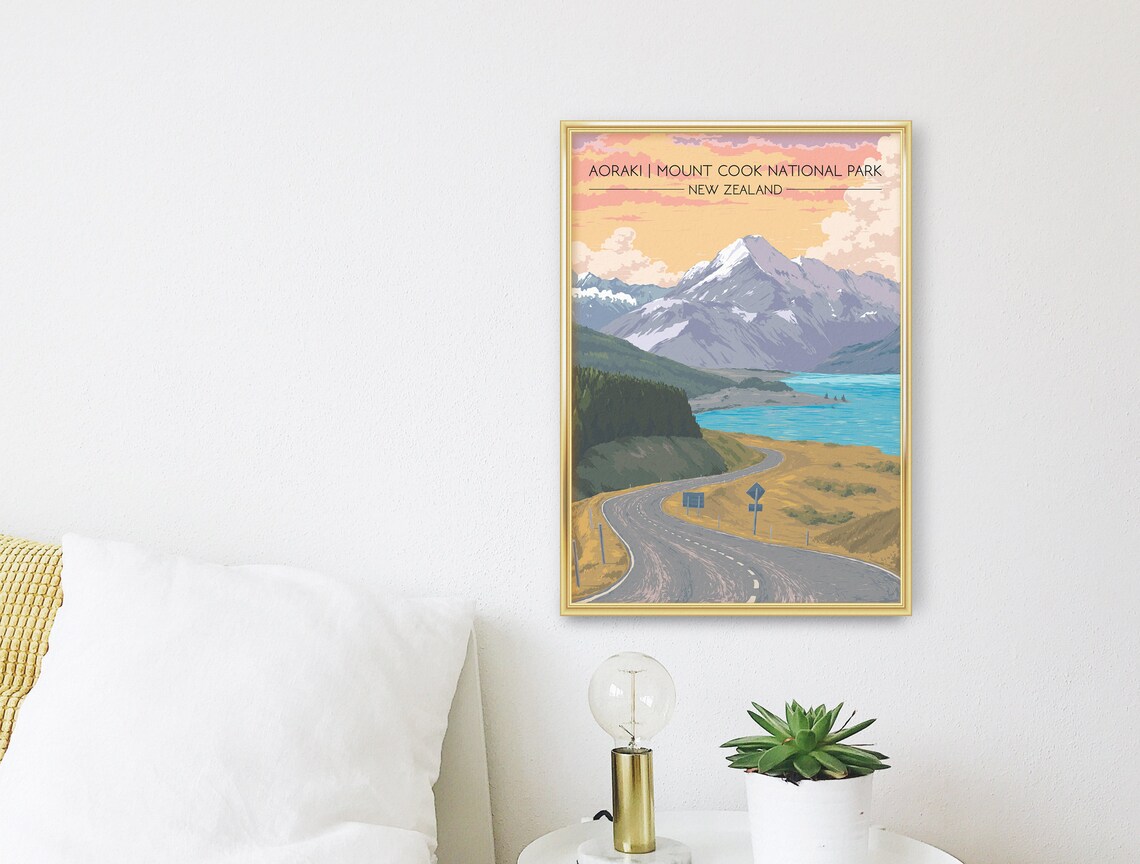 Aoraki Mount Cook National Park Vintage Travel Poster - Image 3