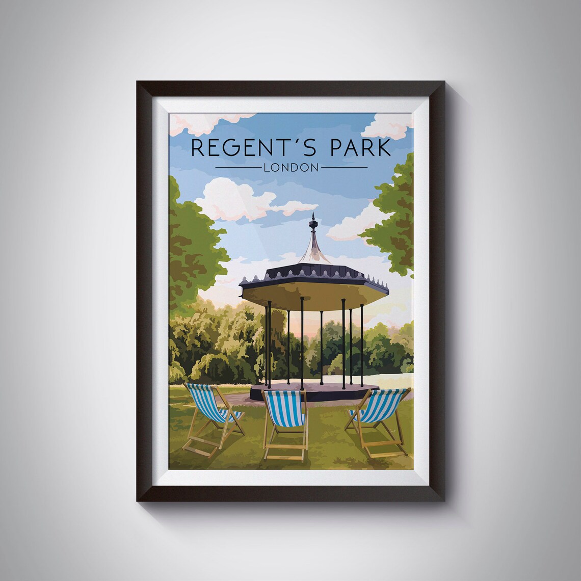Regents Park London Poster, North West London Travel Poster