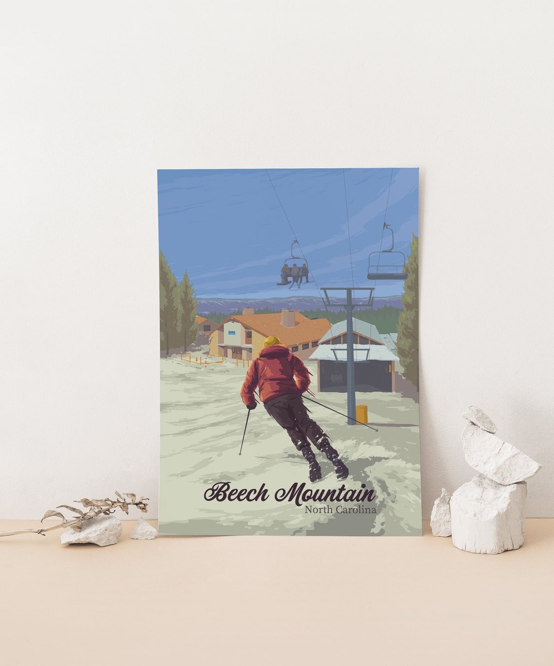 Beech Mountain North Carolina Ski Lift Winter Slopes Resort Poster - Image 4