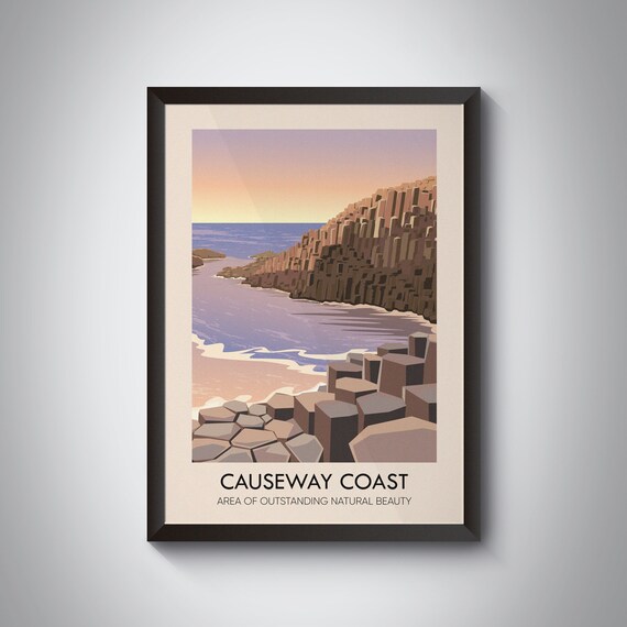 Causeway Coast Vintage Travel Poster, County Antrim
