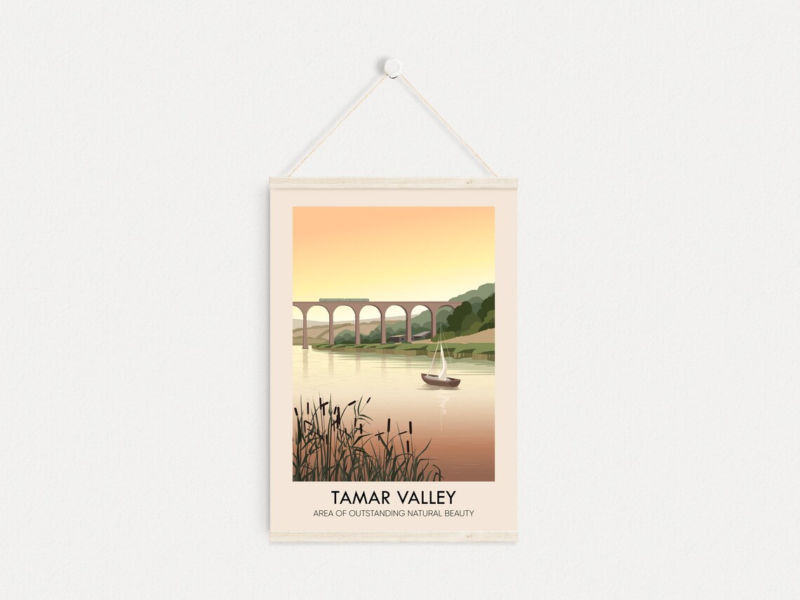 Tamar Valley AONB Vintage Travel Poster, Devon - Image 4
