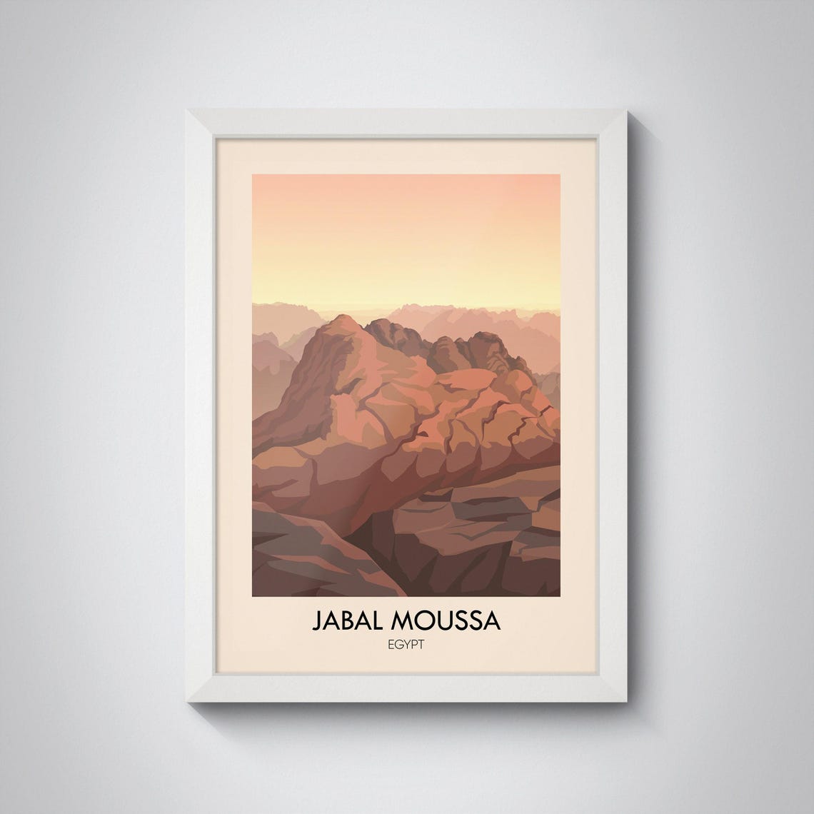 Jabal Moussa Poster Egypt Travel Poster Jabal Moussa Print Egypt Travel Art Mountain Poster Art Vintage Travel Poster Framed Wall Art - Image 4
