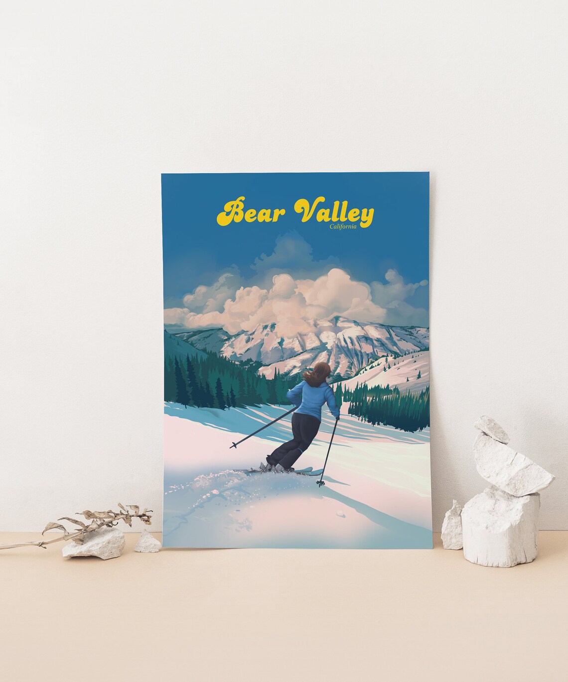 Bear Valley Ski Resort Poster California Usa Sierra Nevada Lake Tahoe Yosemite Vintage Travel Print Snowboarding Sacramento Ski Gift - Image 3