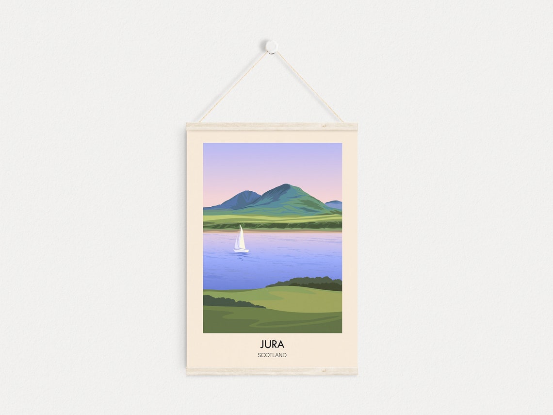 Jura Poster Scotland Inner Hebrides Islay Craighouse Scottish Island Vintage Travel Print Scottish Munros Paps Of Jura Hiking Art - Image 4