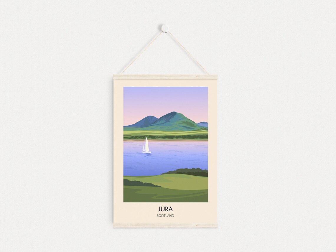Jura Scotland Paps of Jura Sailboat Sunset Vintage Travel Poster - Image 4