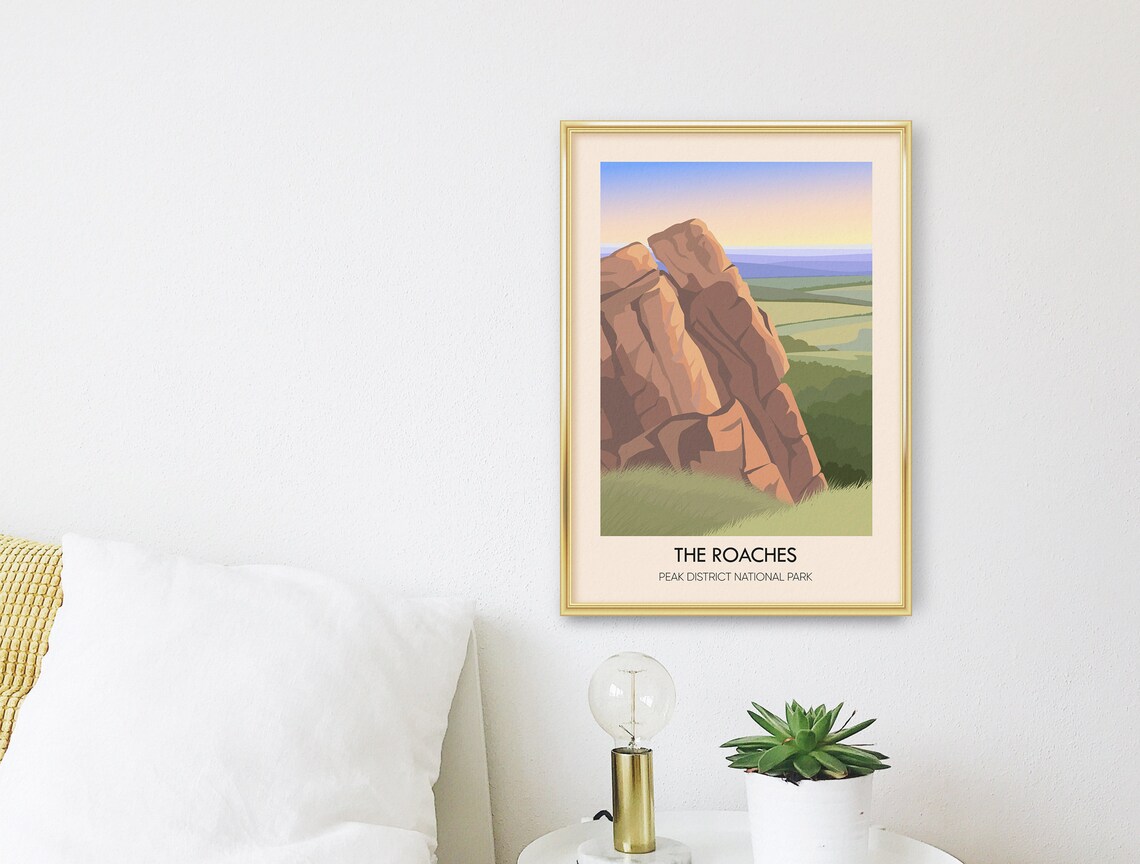 The Roaches Peak District National Park Sunset Gritstone Rocks Travel Poster - Image 2
