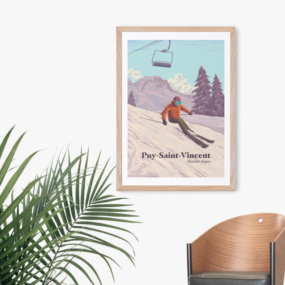 Puy Saint Vincent Ski Resort Poster France Ecrins National Park Snowboarding French Alps Vintage Travel Print Serre Chevalier Vars - Image 3