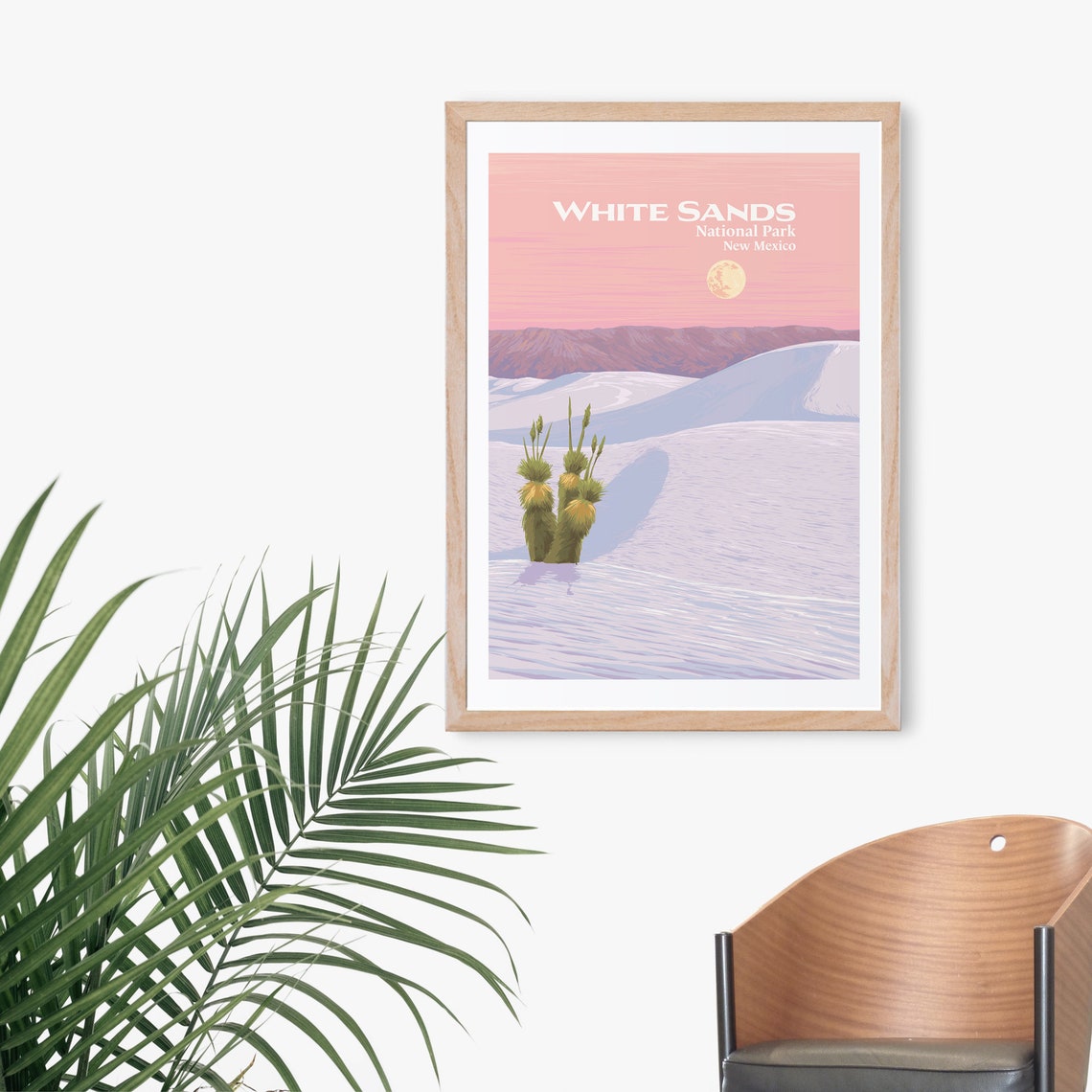 White Sands New Mexico Moonlit Gypsum Dunes Vintage Travel Poster - Image 3