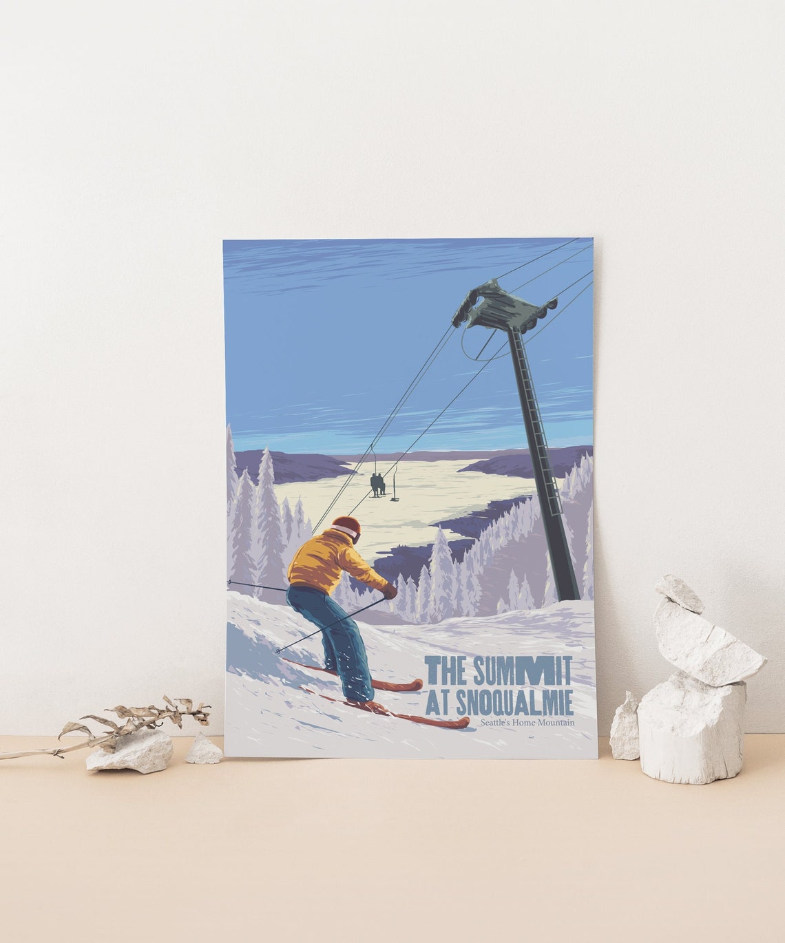 The Summit At Snoqualmie Seattle Home Mountain Vintage Ski Poster - Image 4