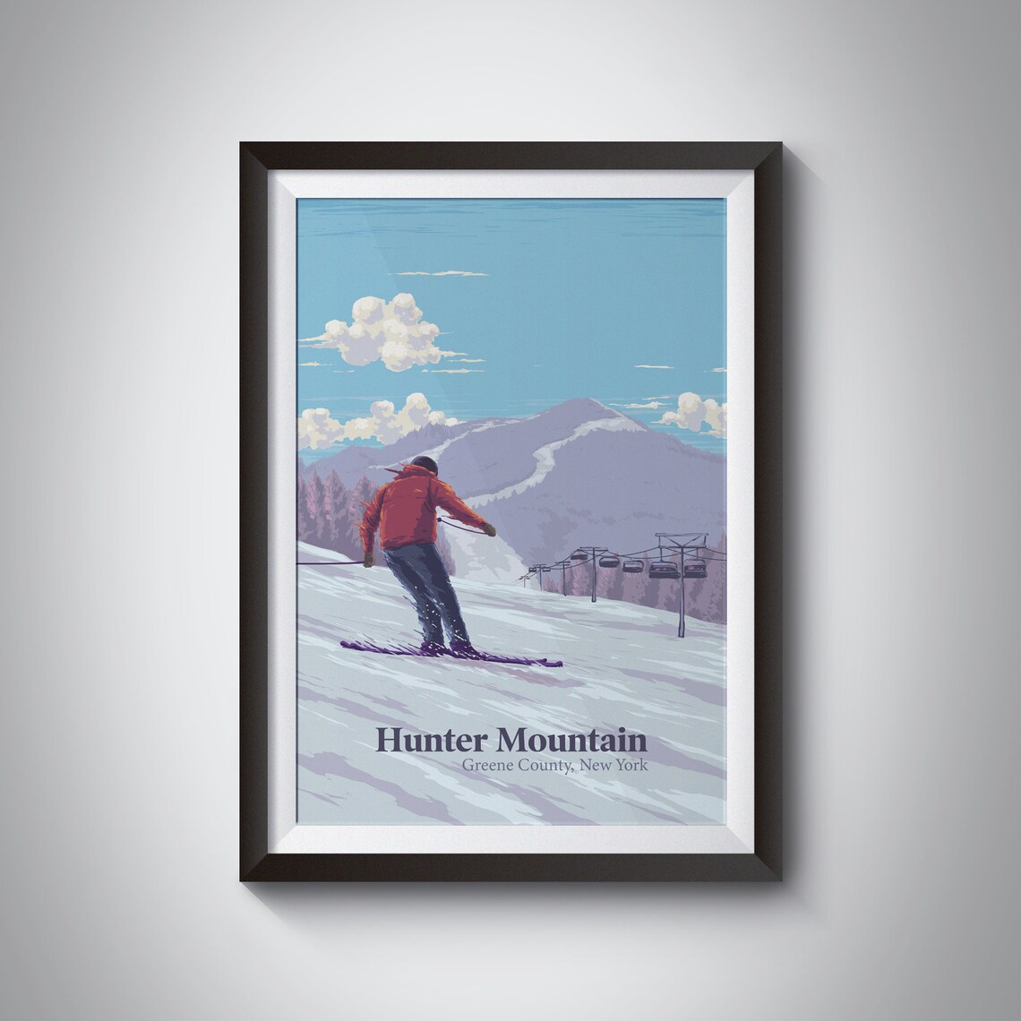 Hunter Mountain Ski Resort Vintage Travel Poster