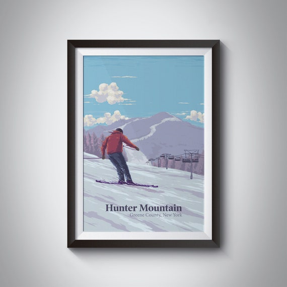Hunter Mountain Ski Resort Vintage Travel Poster