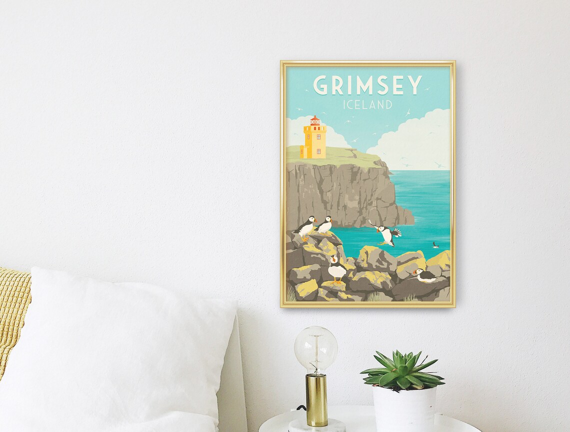 Grimsey Iceland Travel Poster, Arctic Circle Nature - Image 2