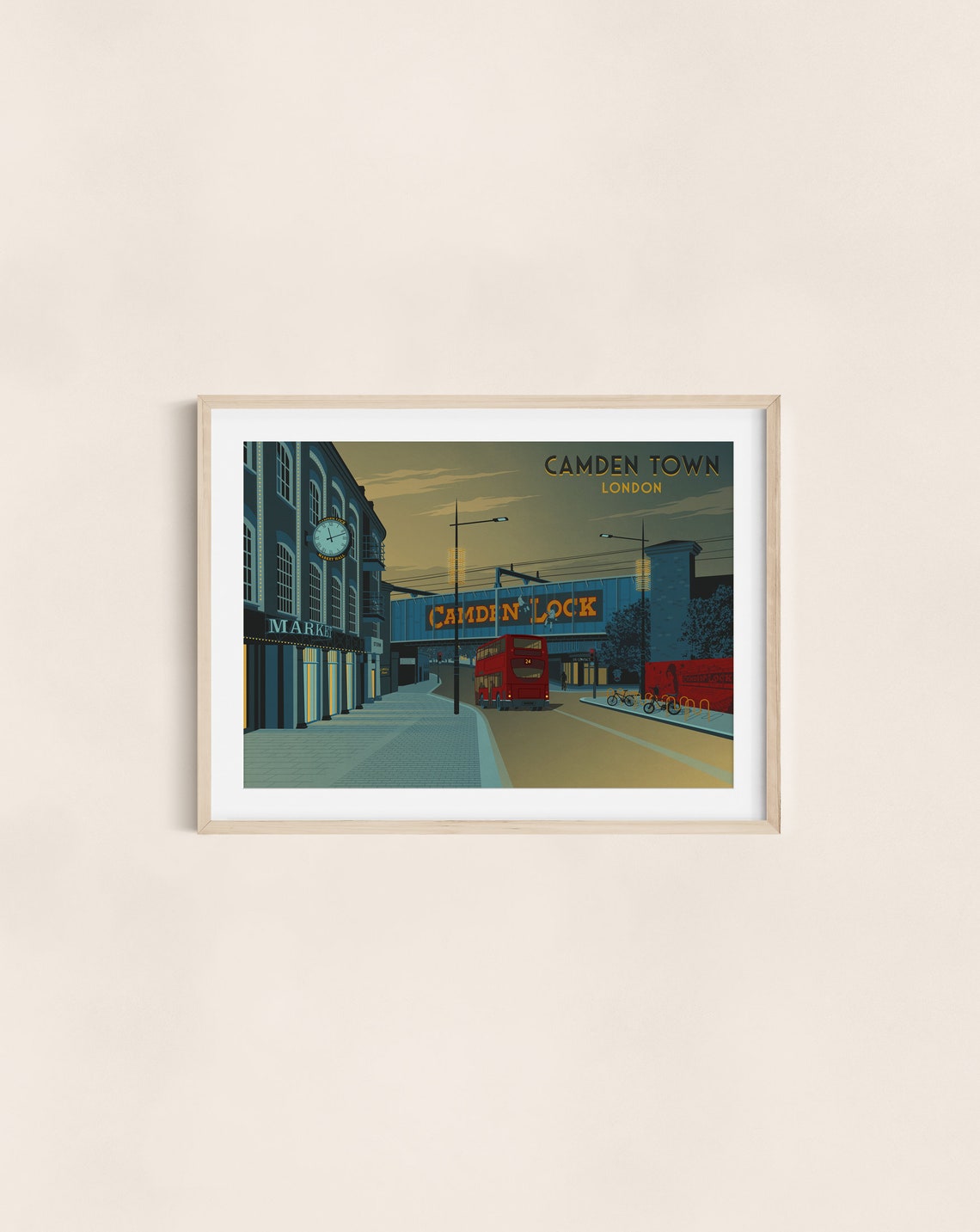 Camden Town London Travel Poster Camden Lock Bridge Camden Market Travel Print Camden Wall Art Chalk Farm Primrose Hill Illustration - Image 3