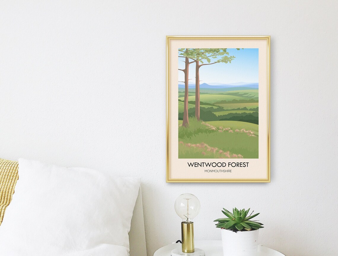 Wentwood Forest Monmouthshire Rolling Green Hills Landscape Poster - Image 3