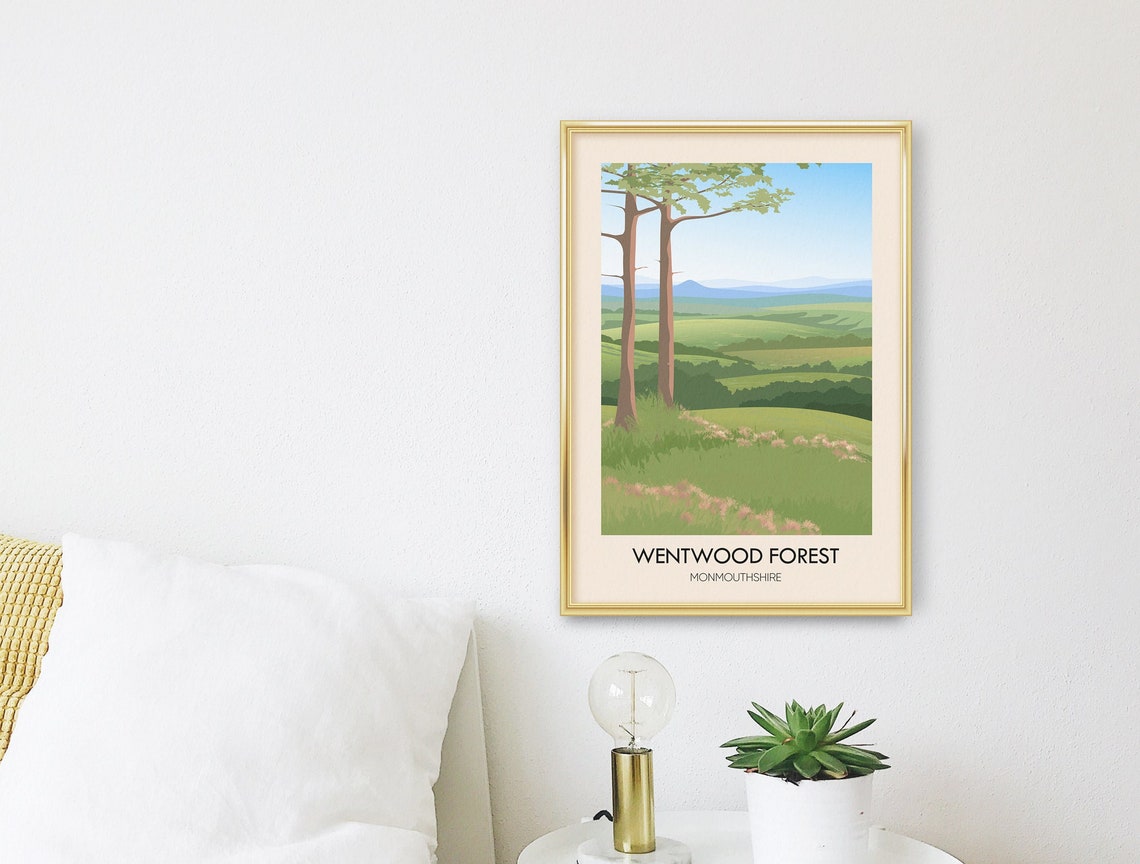 Wentwood Forest Monmouthshire Travel Poster South Wales Travel Print Newport Llanfair Discoed Framed Wall Art Welsh Gray Hill Hiking - Image 3