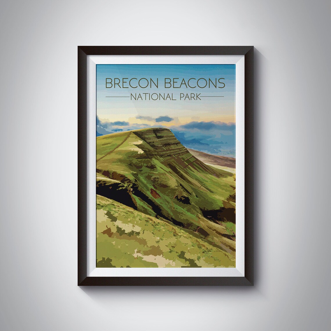 Brecon Beacons Vintage Travel Poster, Wales