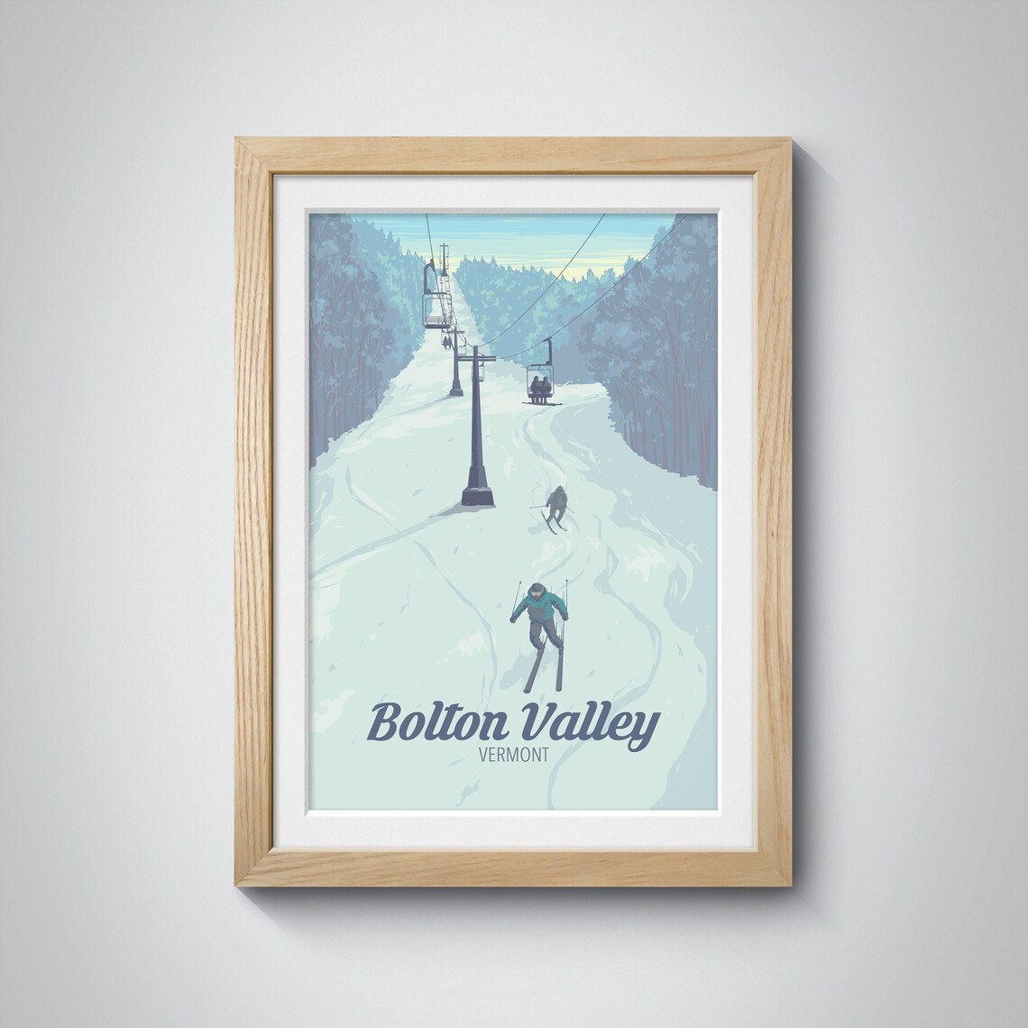 Bolton Valley Vermont Travel Poster, Winter Sports Print - Image 3