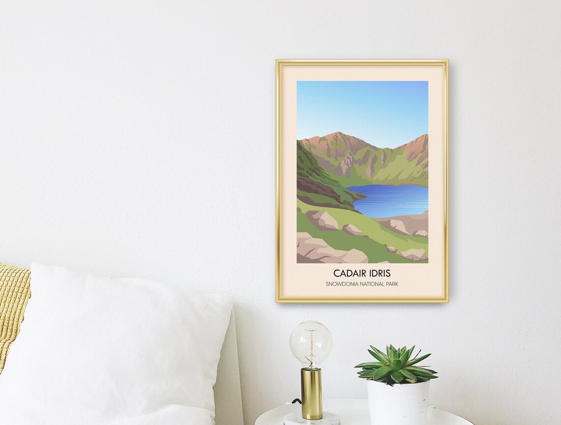Cadair Idris Snowdonia Travel Poster Wales Travel Print National Park Art Penygader Gwynedd North Wales Framed Print Wall Art Gift - Image 3