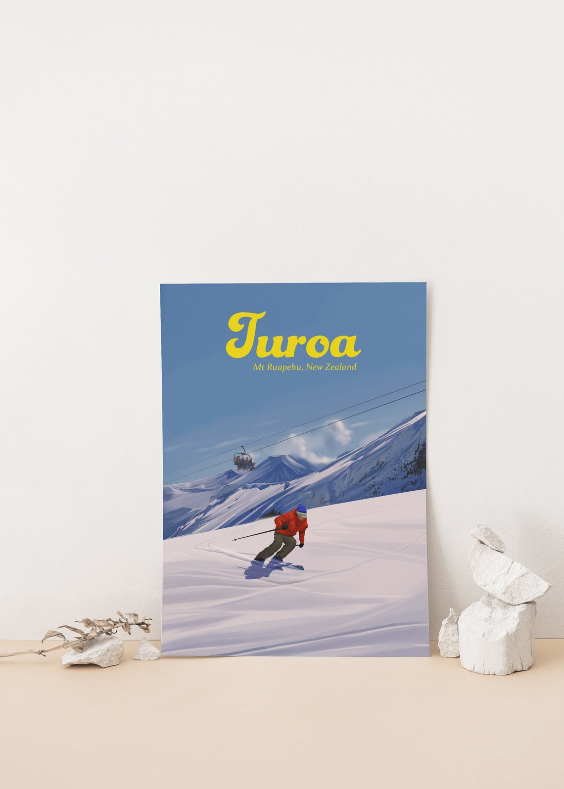 Turoa Ski Resort Poster Mount Ruapehu New Zealand Whakapapa Tongariro National Park Nz Travel Poster North Island Framed Print Art - Image 4