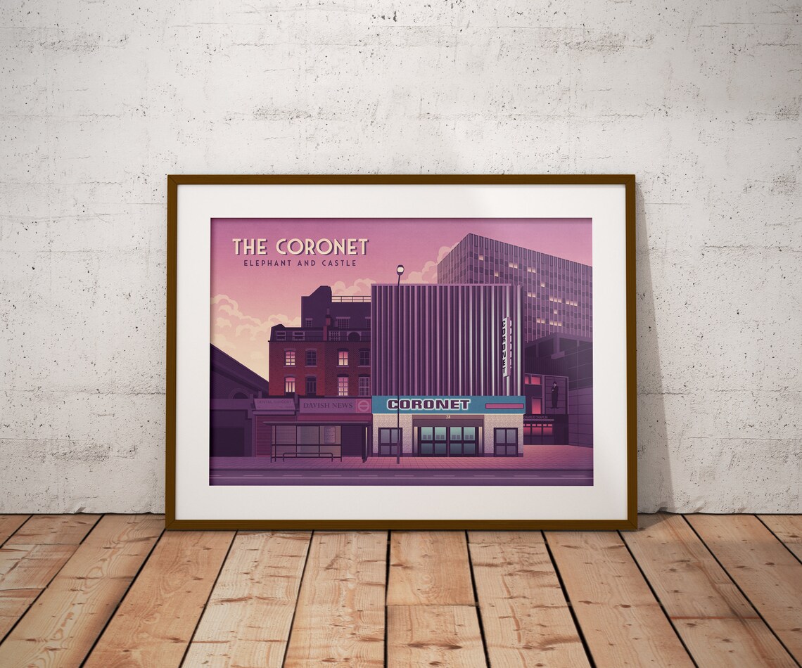 The Coronet Music Venue Poster London Elephant And Castle Art Deco Architecture Nightclub Vintage Travel Poster Cinema Framed Print - Image 4