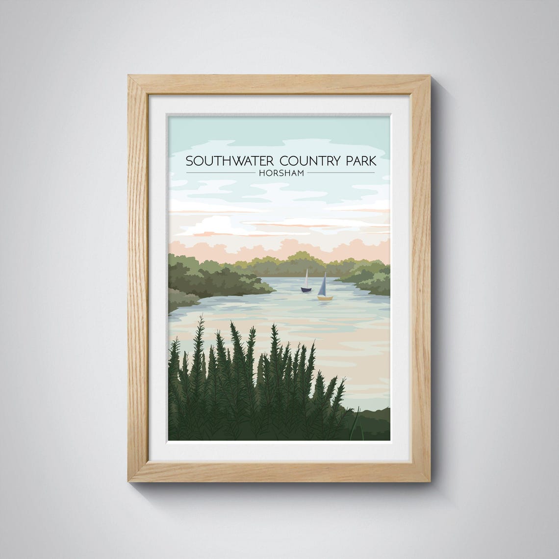 Southwater Country Park Horsham Travel Poster Nature Landscape Wall Art Scenic Print Of West Sussex Countryside Home Decor Framed - Image 3