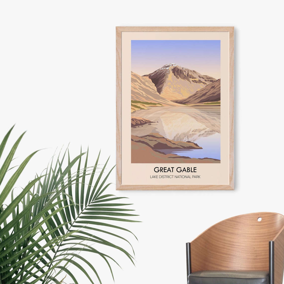 Great Gable Mirror Lake Vintage Lake District Mountain Poster - Image 3