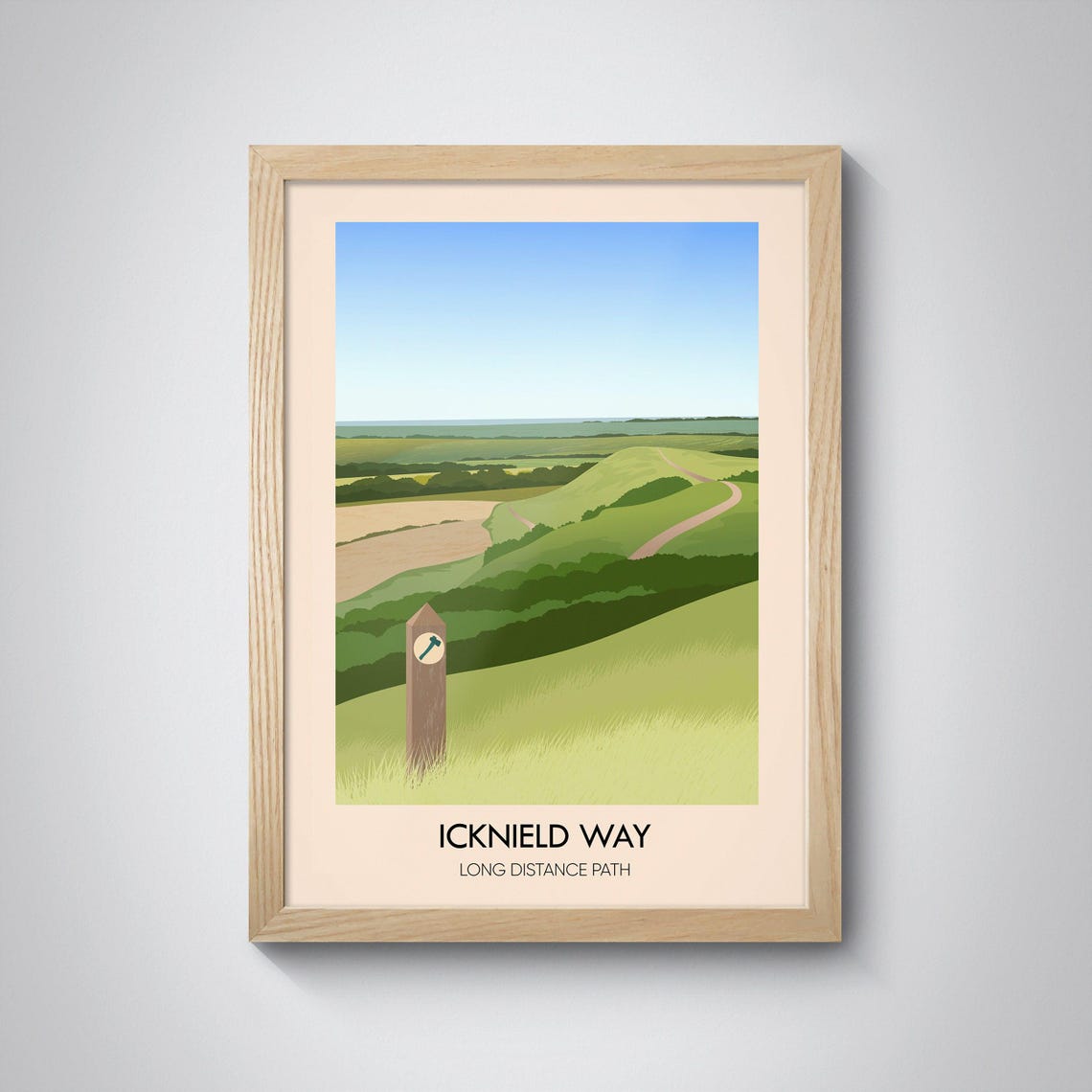 Icknield Way Long Distance Path Rolling Green Hills Art Poster - Image 2