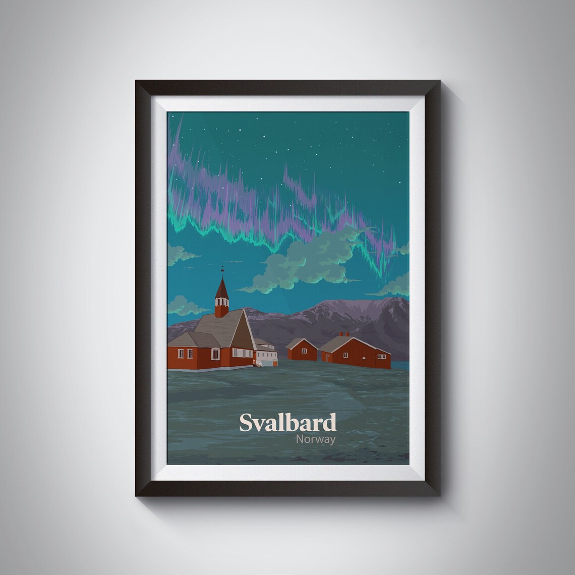 Svalbard Travel Poster, Arctic Circle Scandi Decor