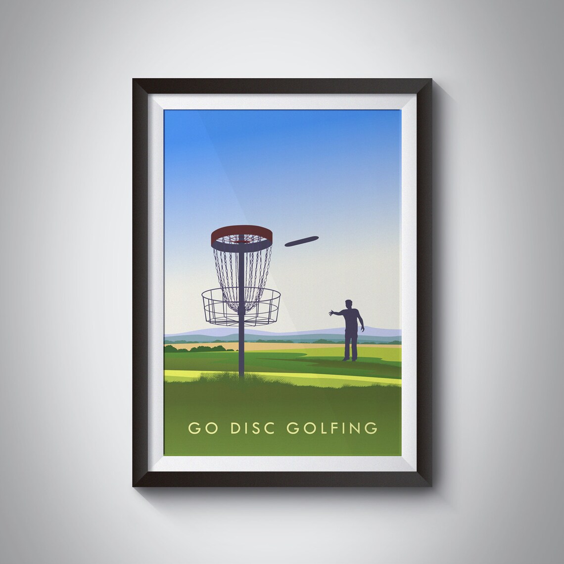 Vintage Disc Golfing Travel Poster, Outdoor Sport Art Print