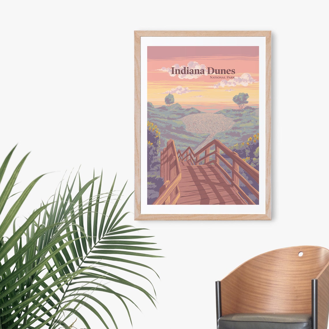 Indiana Dunes National Park Poster Lake Michigan Usa Travel Print Great Lakes Vintage Wpa National Park Art See America Framed Print - Image 3