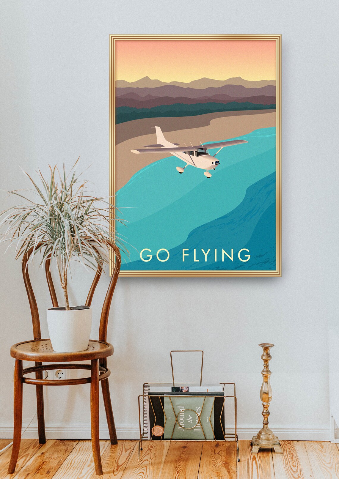 Go Flying Vintage Travel Poster, Aviation Art Print - Image 2
