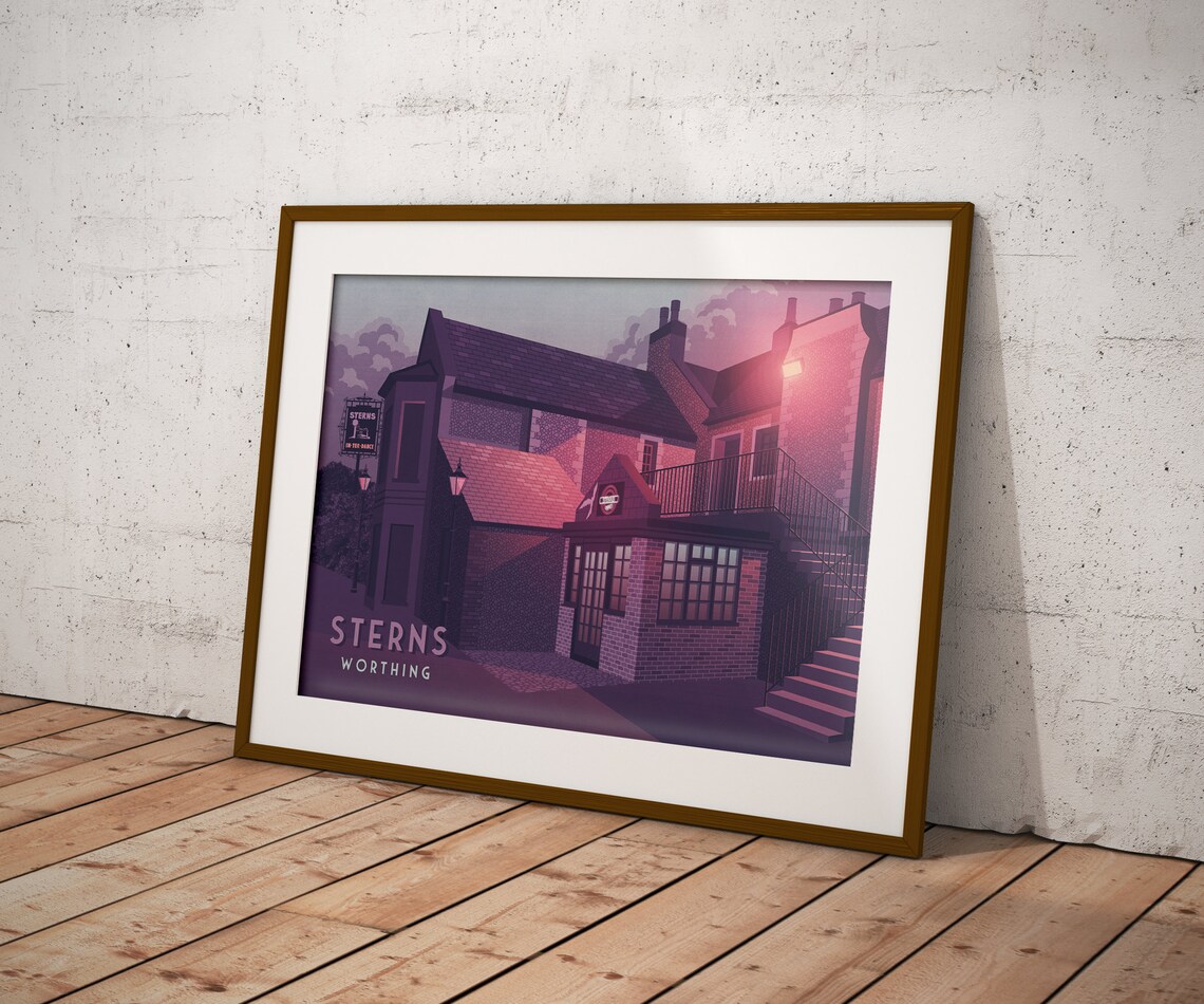 Sterns Nightclub Worthing West Sussex Retro Travel Poster - Image 3