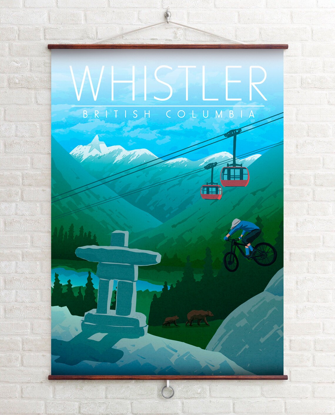 Whistler Travel Poster, British Columbia Mountains - Image 3